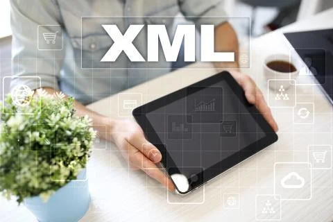 XML. Web development. Internet and technology concept. Foto stock