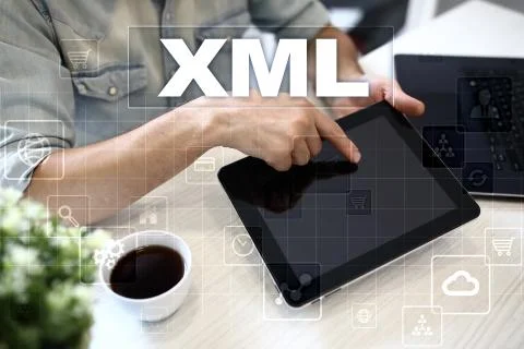 XML. Web development. Internet and technology concept. Stock Photos