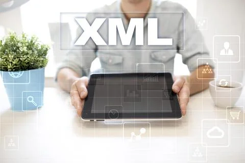 XML. Web development. Internet and technology concept. Foto stock