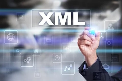 XML. Web development. Internet and technology concept. Foto stock