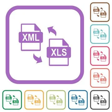 XML XLS file conversion simple icons Stock Illustration