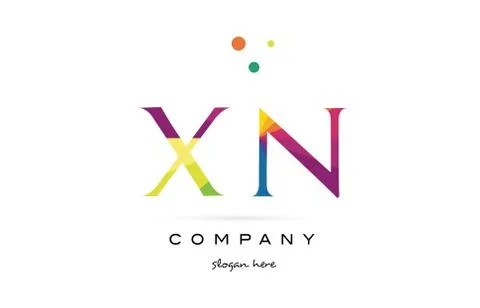 Xn x n  creative rainbow colors alphabet letter logo icon Stock Illustration
