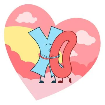 XO Couple Embrace Vector Background Stock Illustration