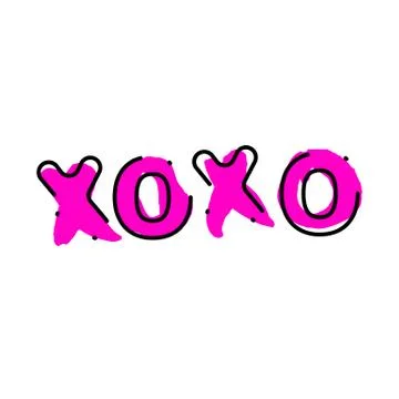 XO XO text card. Vector illustration isolated on white  background with black Stock Illustration