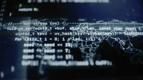 XOR stream routine combines key hash and world map Stock-Footage 347055546