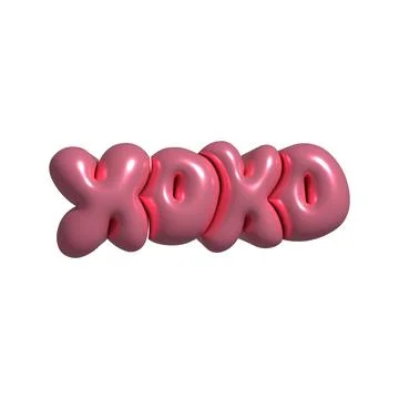 Xoxo - 3d rendering Vintage Comic style cool girly sticker. Bubble lettering Stock Illustration