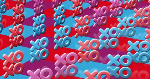 XOXO love romantic greeting multiple 3d symbol loop seamless Stock Footage 342015177