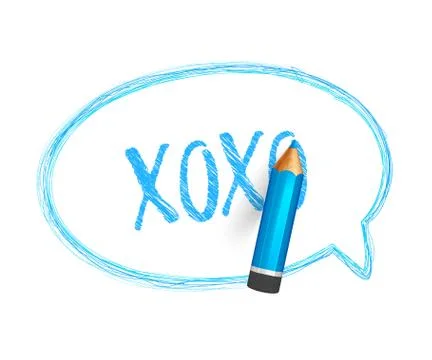 Xoxo message. Speech bubble drawn with pencil Stock Illustration