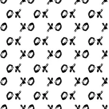 XOXO on white background. Seamless pattern. Hugs and kisses abbreviation symb Stock Illustration