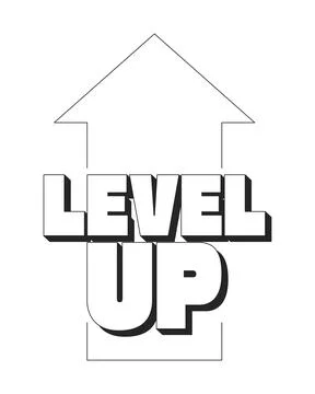 XP level up black and white gaming reaction Stock Illustration