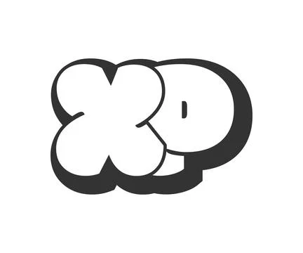 XP logo, bubble comic lettering, rounded in graffiti style black and white .. イラスト素材