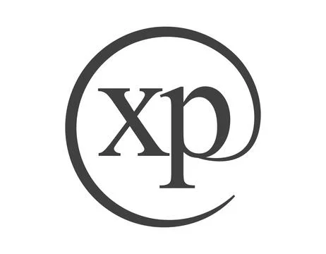 XP logo from two letter with circle shape email sign style. X and P round l.. Stock Illustration