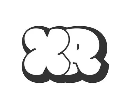 XR logo, bubble comic lettering, rounded in graffiti style black and white .. Stock Illustration