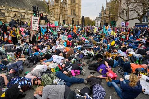 XR March: Dramatic Die-In Protest Stock Photos