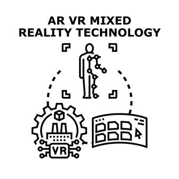 Xr virtual reality engineering digital technology Stock Illustration