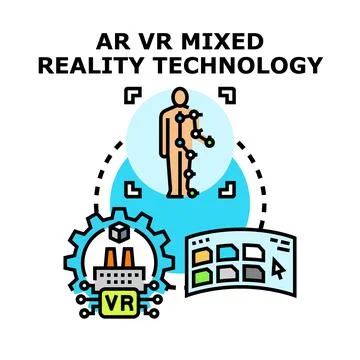 Xr virtual reality engineering digital technology Stock Illustration