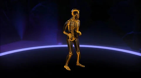 Xray dancing skeleton with skin Slow Motion Loop Stock Footage 38504013