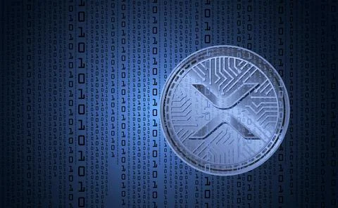 Xrp cryptocurrency, sign binary code number. Background binary code. Big da.. Stock Illustration