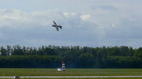 XtremeAir Sbach 300 plane doing maneuvers at air show in Gdynia Stock Footage 136491898