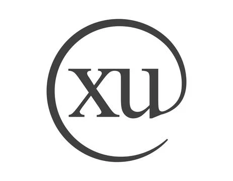 XU logo from two letter with circle shape email sign style. X and U round l.. イラスト素材