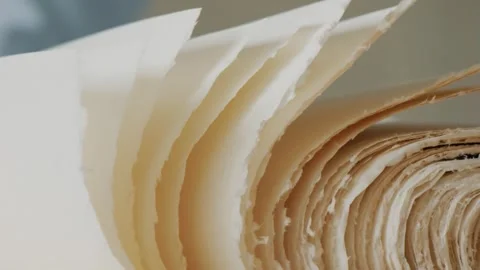 Xuan Paper Making - Finished Paper Stacks 4K Stock Footage 339083932