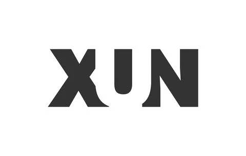 XUN logo design. Initial letter X U N bold font style for tech startups, co.. Stock Illustration