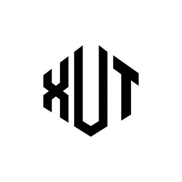 XUT letter logo design with polygon shape. XUT polygon and cube shape logo .. Stock Illustration