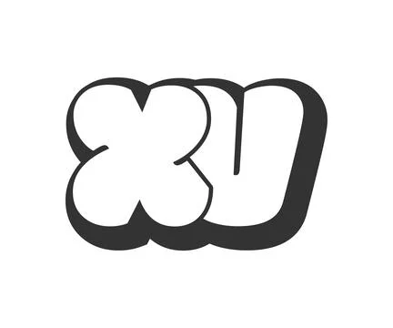 XV logo, bubble comic lettering, rounded in graffiti style black and white .. イラスト素材