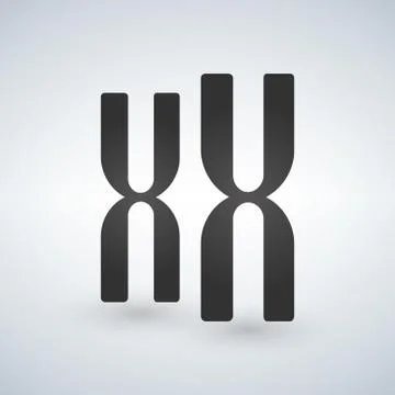 XX Chromosomes vector icon. Style is flat symbol, grey color, isolated on whi Stock Illustration