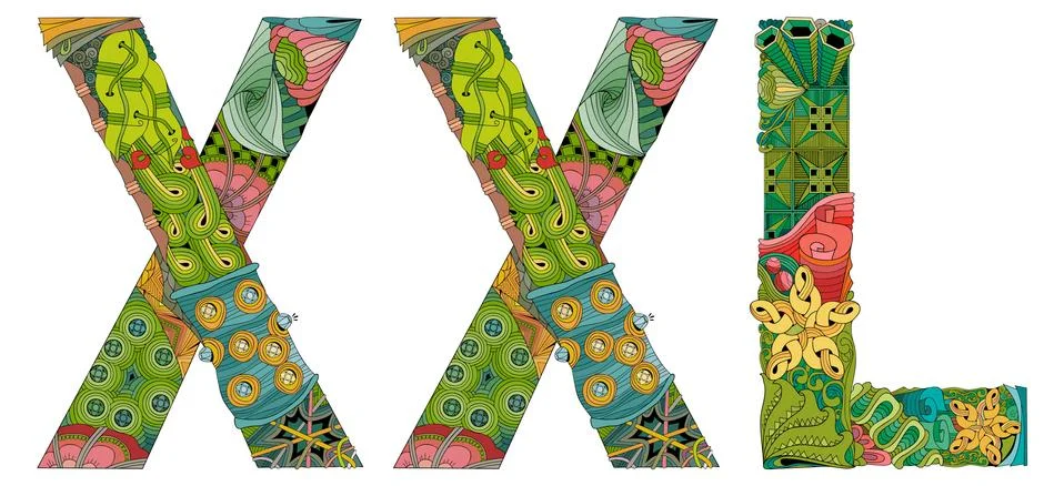 XXL. Vector zentangle object for decoration. Clothing size Stock Illustration