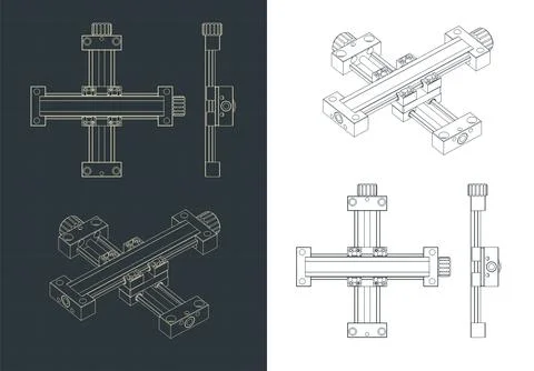 XY Linear actuator drawings Stock Illustration