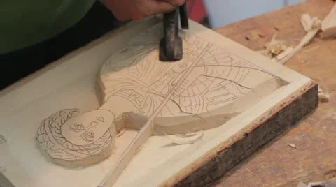 Xylography (woodcutting) framework Stock Footage 12453374