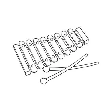 Xylophone in back outline Stock Illustration