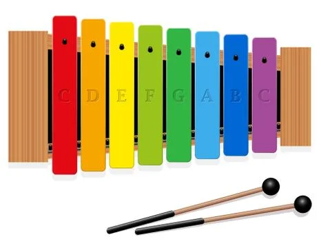 Xylophone C Major Scale Rainbow Colored Stock Illustration
