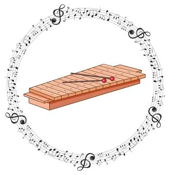 A xylophone with musical notes on white background 스톡 일러스트