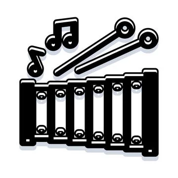 Xylophone percussion instrument with mallets producing music Stock Illustration