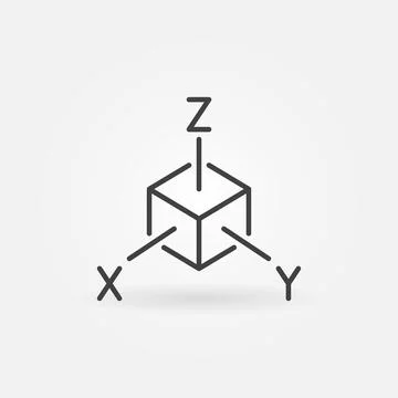 XYZ axis cube vector Tridimensional Coordinate Spaces line icon Stock Illustration