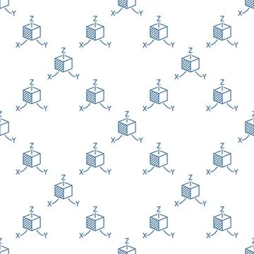 XYZ Cube vector Additive Manufacturing Technology seamless pattern in outli.. イラスト素材
