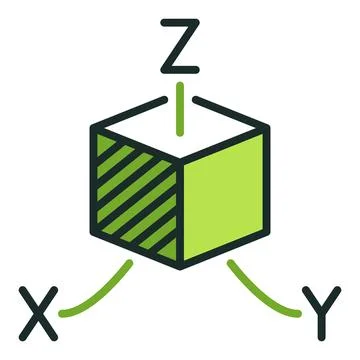 XYZ Green Cube vector 3D Printing colored icon or sign Stock Illustration
