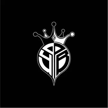 Y B circle monogram logo emblem style with clown crown shape vector decoratio Stock-Illustration