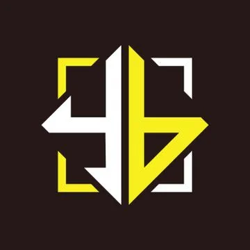 Y B Initials quadrangle monogram with square Stockillustratie