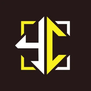 Y C Initials quadrangle monogram with square Stockillustratie