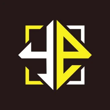 Y E Initials quadrangle monogram with square Stock Illustration