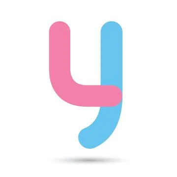 Y font vector with blue and pink color on White background, Futuristic font,  Stock Illustration