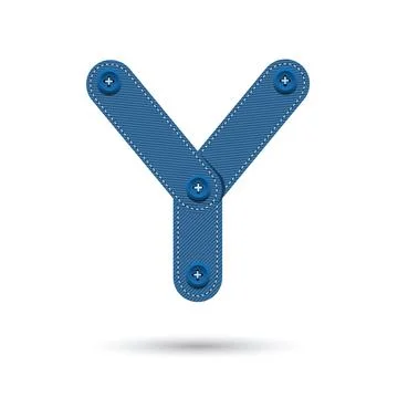 Y font vector with blue Jeans on White background, Futuristic font, Cosmic, V Illustrazione stock