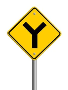Y fork junction sign , part of a series. Stock Illustration