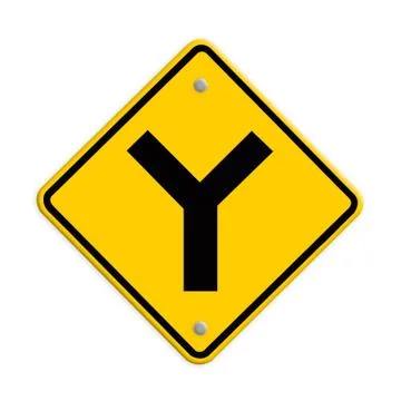 Y fork junction sign , part of a series. Stock Illustration