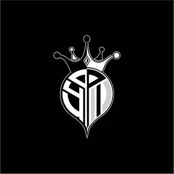 Y I circle monogram logo emblem style with clown crown shape vector decoratio Illustrazione stock