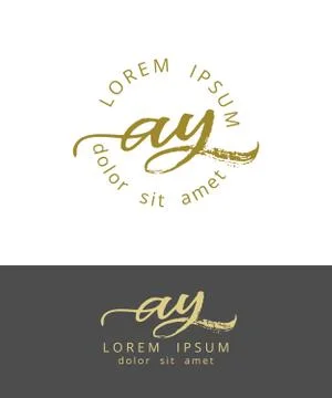A Y. Initials Monogram Logo Design. Dry Brush Calligraphy Artwork Stock Illustration