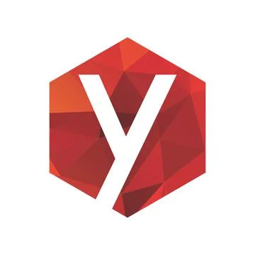 Y initials red polygonal logo and vector icon Stock Illustration
